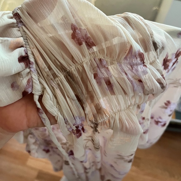 H&M Pink Floral Sheer Chiffon Hippie Boho Dress - Picture 4 of 6